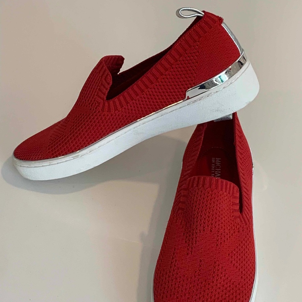 Michael Kors Red Knit Slip-On Sneakers Women’s Size 8.5